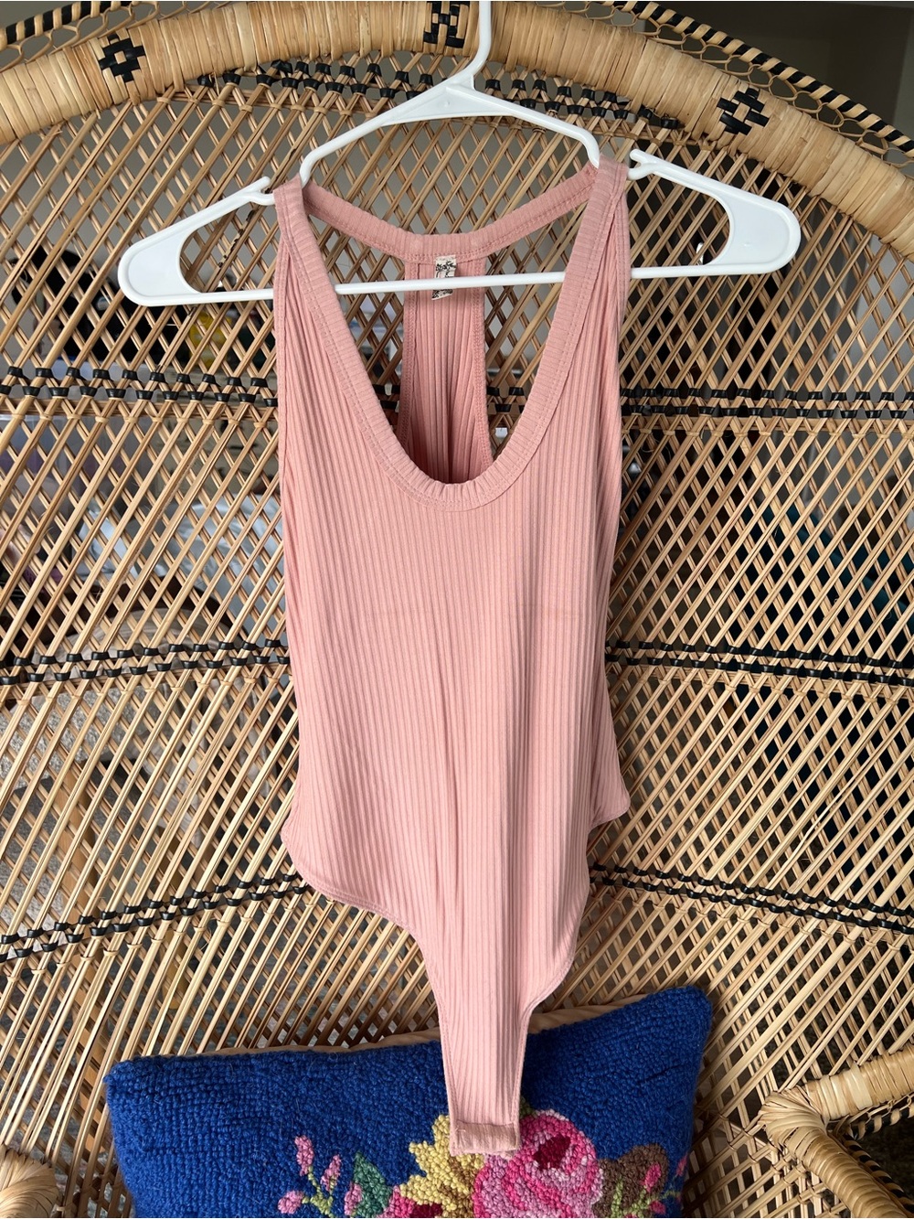 Free People Ribbed Mauve Pink Racerback Bodysuit